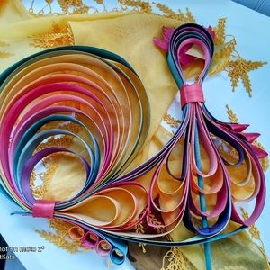 Vibrant Paper quill Rooster hand crafted Poland Easter Spring Summer Farmhouse